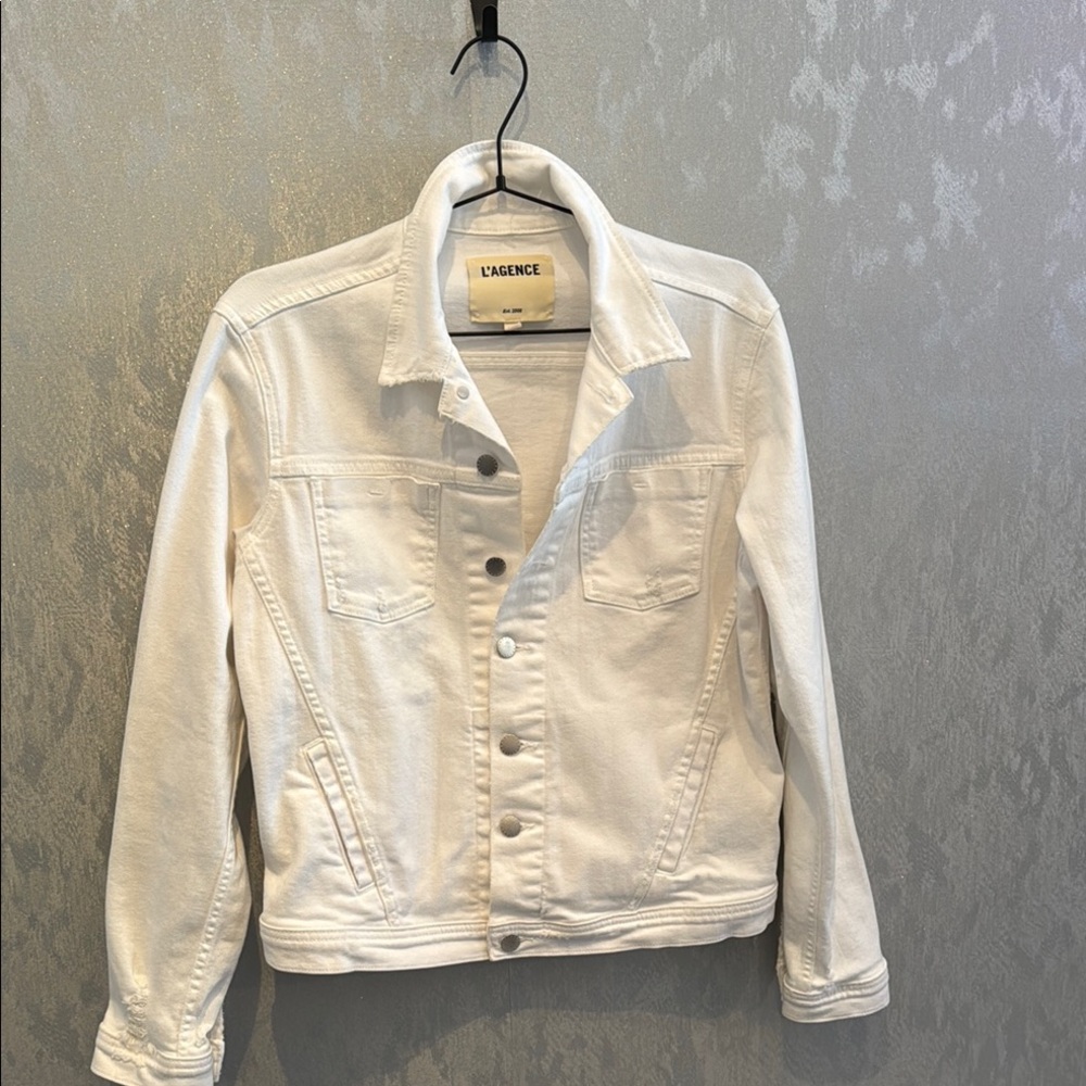 L'AGENCE White Jean Jacket Classic Style